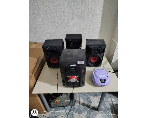 Foto de Lote-3) MINI SYSTEM 800W C/DVD-PHILCO, RÁDIO PORTÁTIL C/CD-MP3 E USB/ LENOXX,  CAIXA ACÚSTICA-PROFISSIONAL 