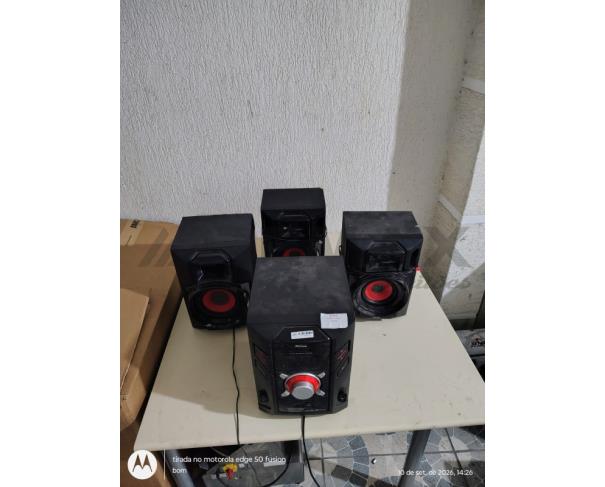 Foto de Lote-3) MINI SYSTEM 800W C/DVD-PHILCO, RÁDIO PORTÁTIL C/CD-MP3 E USB/ LENOXX,  CAIXA ACÚSTICA-PROFISSIONAL 